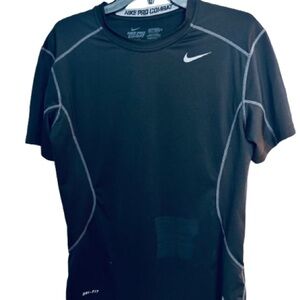 NIKE PRO COMBAT Dri-Fit Fitted Activewear Workout S/S Shirt Black Size Medium